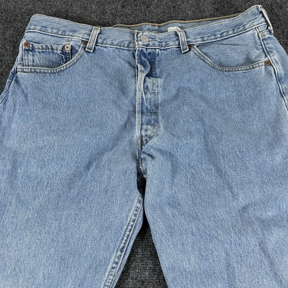 Vintage‎ Y2K Levi's 501 Button Fly Jeans Fits 36x31 Red Tab Distressed Fade Blue